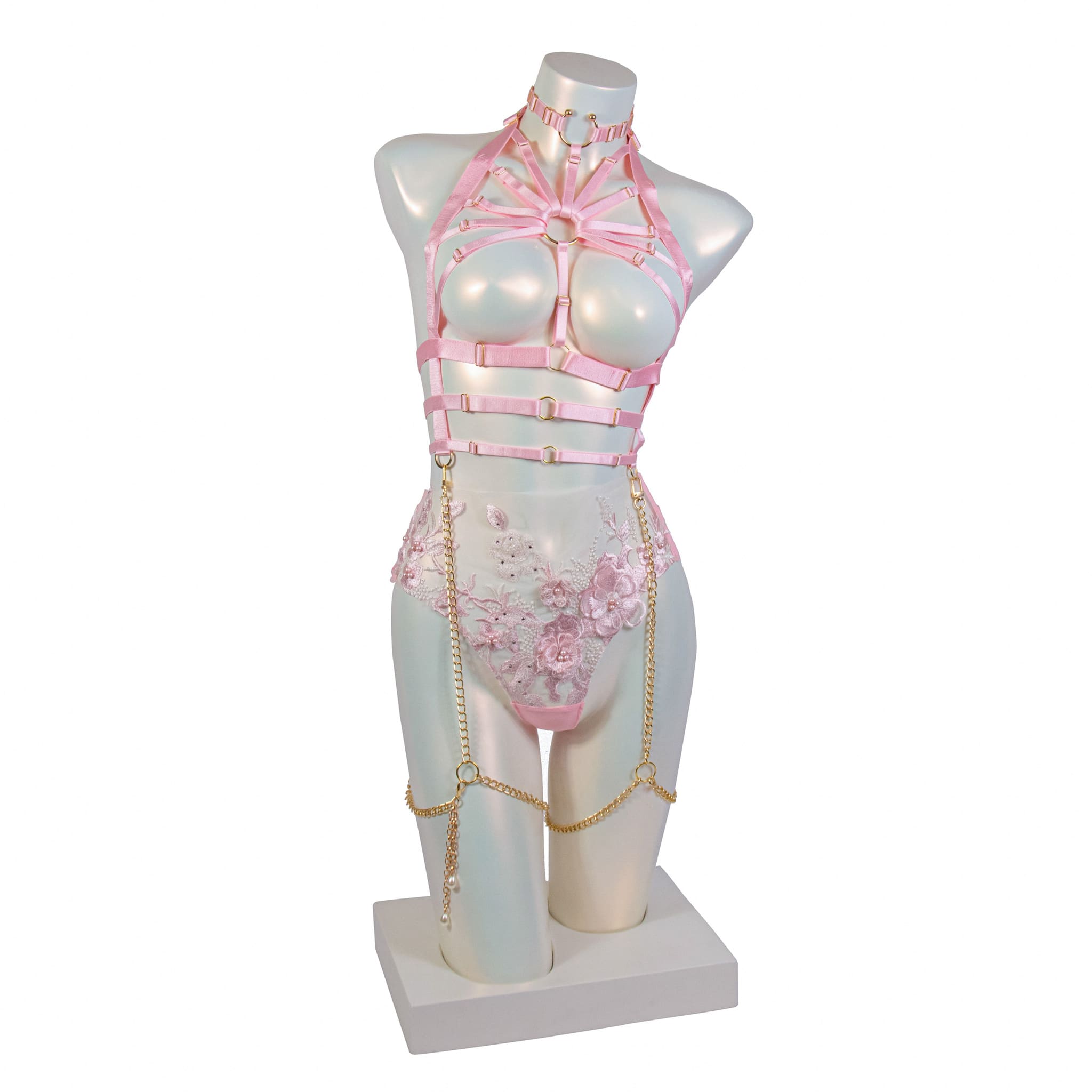 FLORA Harness Set with Briefs Pink