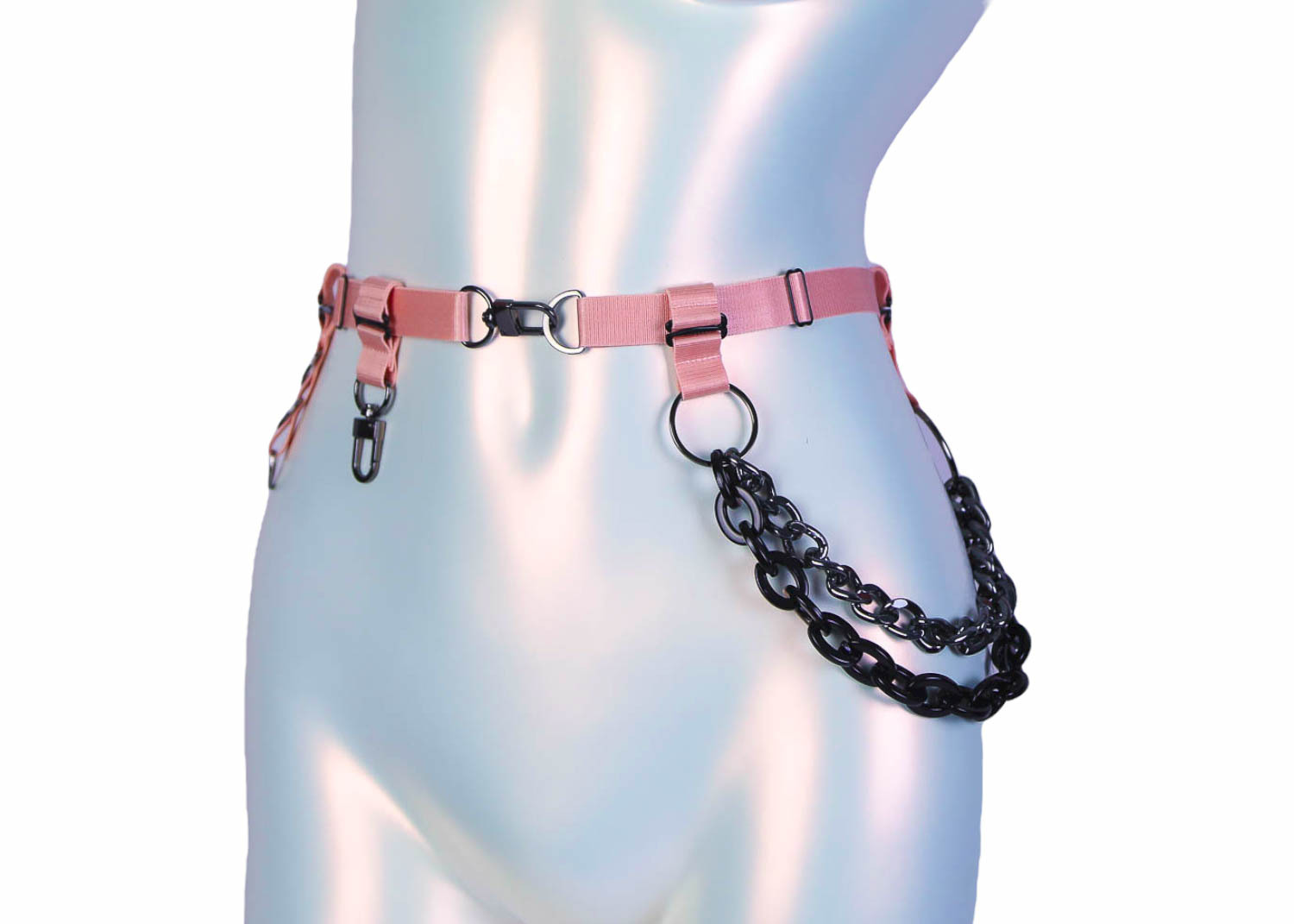 PINK belt with black chain