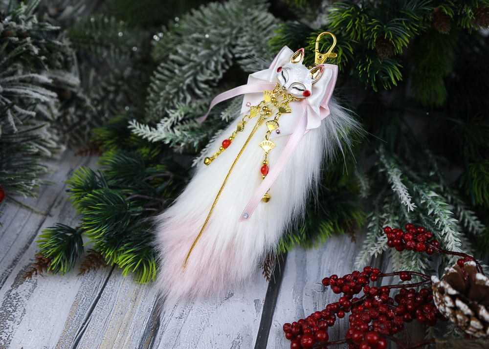 PINK KITSUNE tail keychain