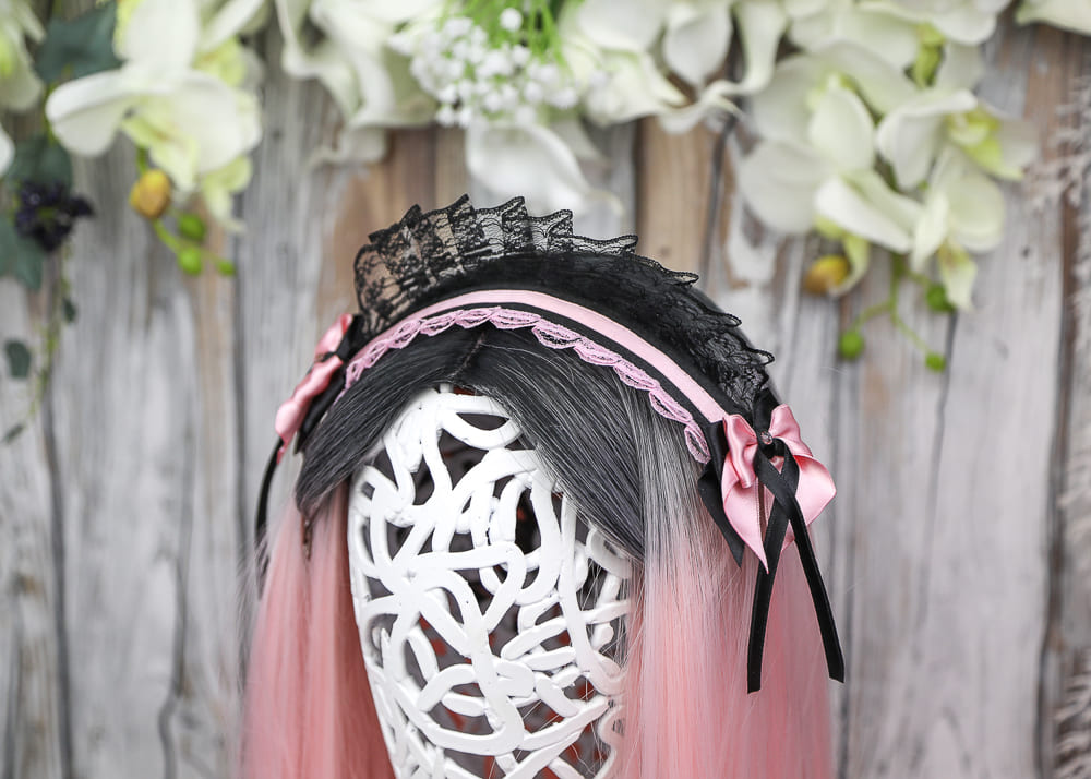 BLACK AND PINK MAID headdress