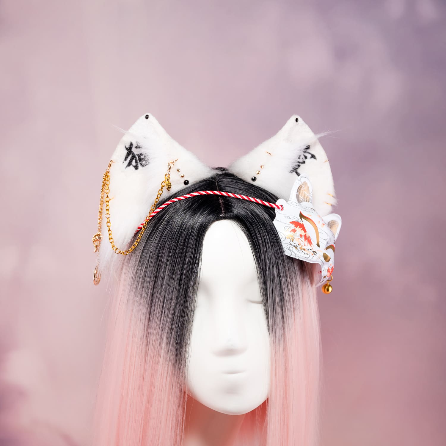 OOAK MASK KITTEN ears White